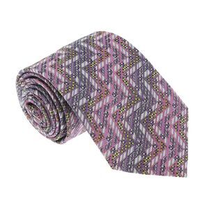 Missoni U4307 Pink/Purple Chevron 100% Silk Tie